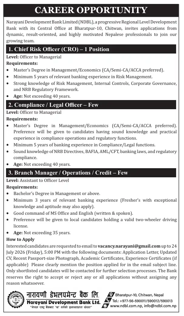 Narayani Development Bank Vacancy 2083