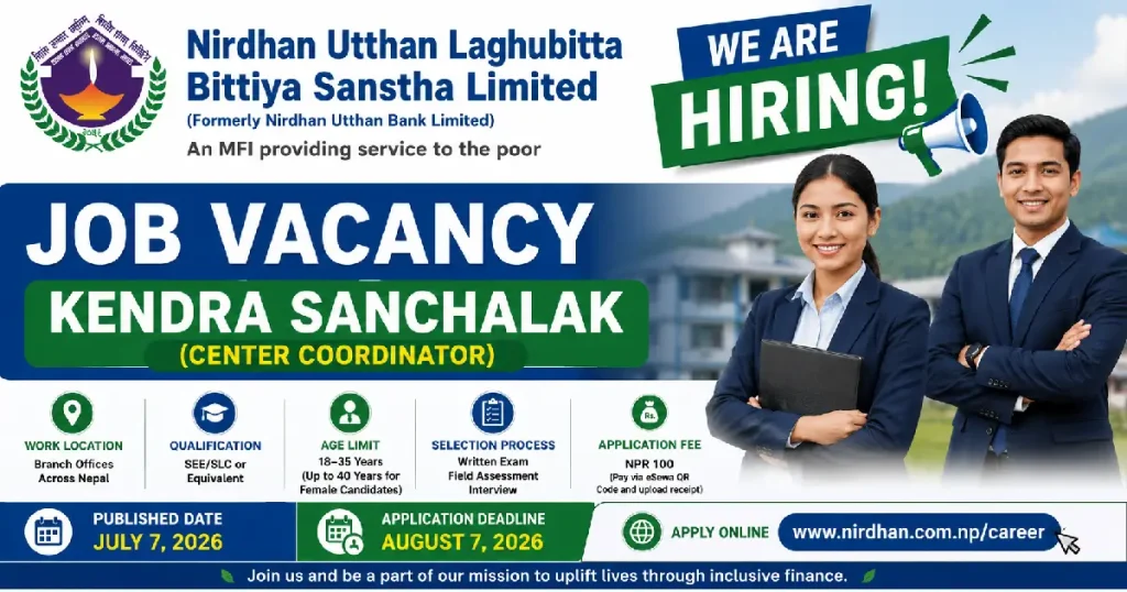 Nirdhan Utthan Laghubitta Job Vacancy 2026 for Kendra Sanchalak